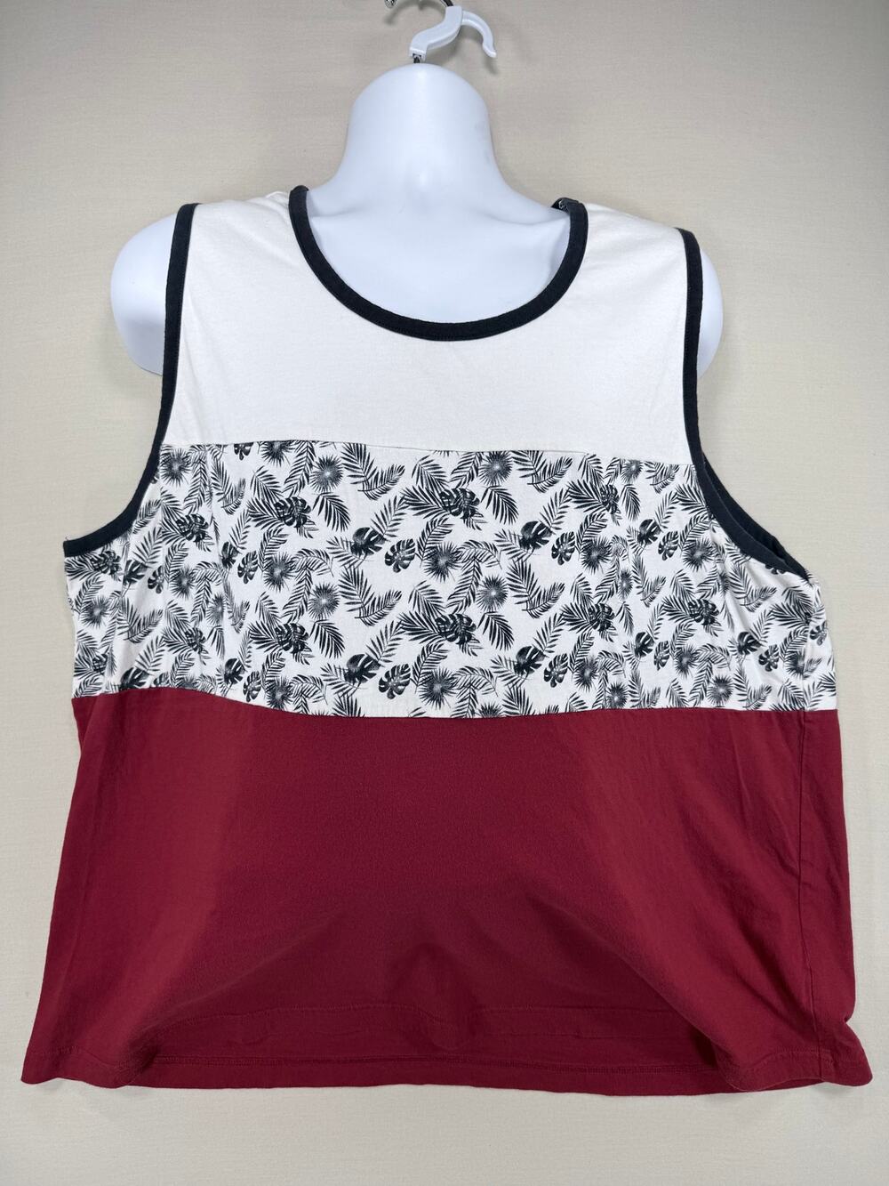 Original Use Men's XXL Tropical Colorblock Tank Top Red White Black 2XL